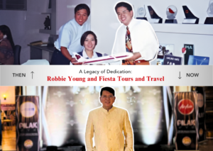 Robbie Young back when he was working actively in the travel industry versus now as a representative in travel industry events